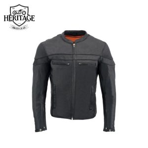 Men's Black 'Cool-Tec' Leather Sporty Jacket