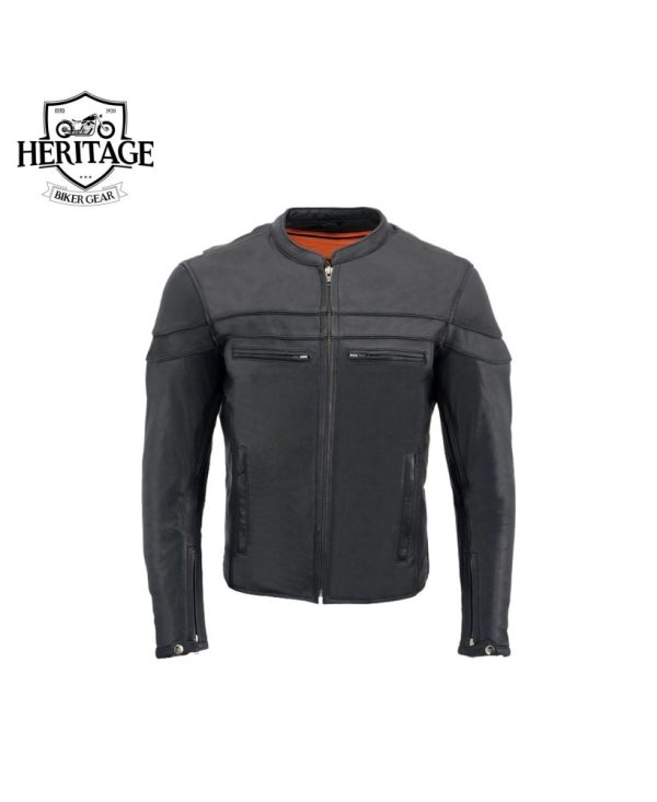 Men's Black 'Cool-Tec' Leather Sporty Jacket