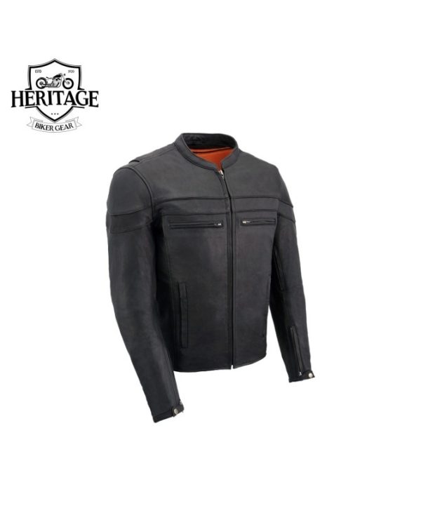 Men's Black 'Cool-Tec' Leather Sporty Jacket