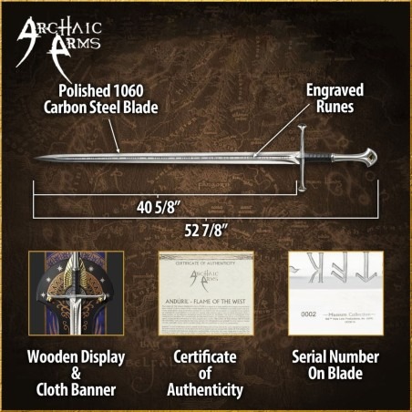 Anduril Sword Museum Collection Replica - Authentic Lord of the Rings Collectible