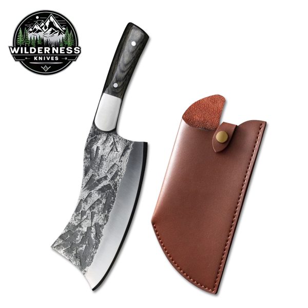 Hand-Forged Viking Butcher Knife with Leather Sheath