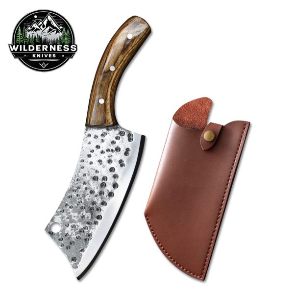 Viking Butcher Knife – Hand-Forged Carbon Steel Blade with Leather Sheath