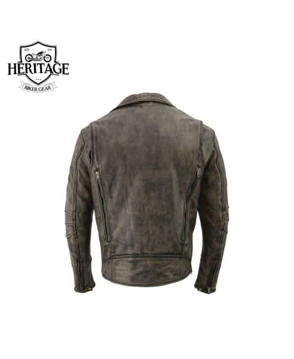 Men's Distressed Brown Triple Stitched Motorcycle Leather Jacket