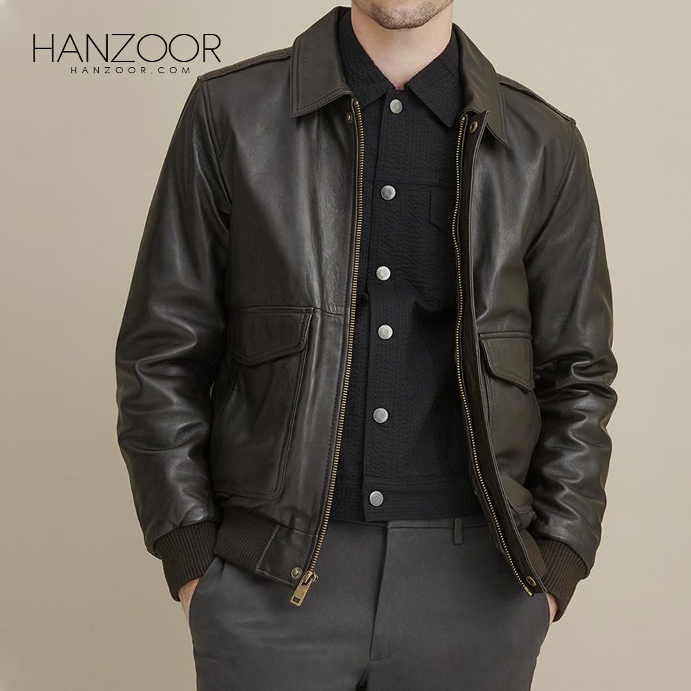 Men’s Brown Bomber Leather Jacket