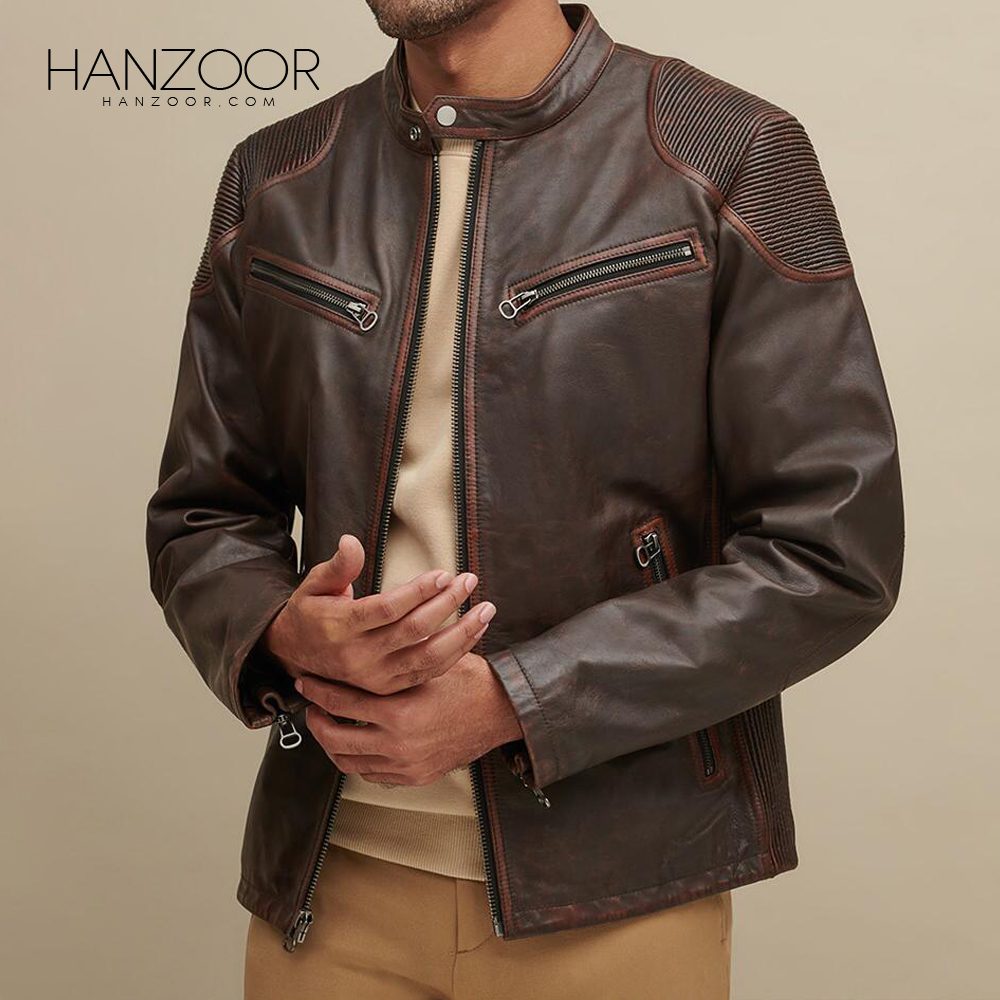 Men’s Brown Leather Moto Jacket