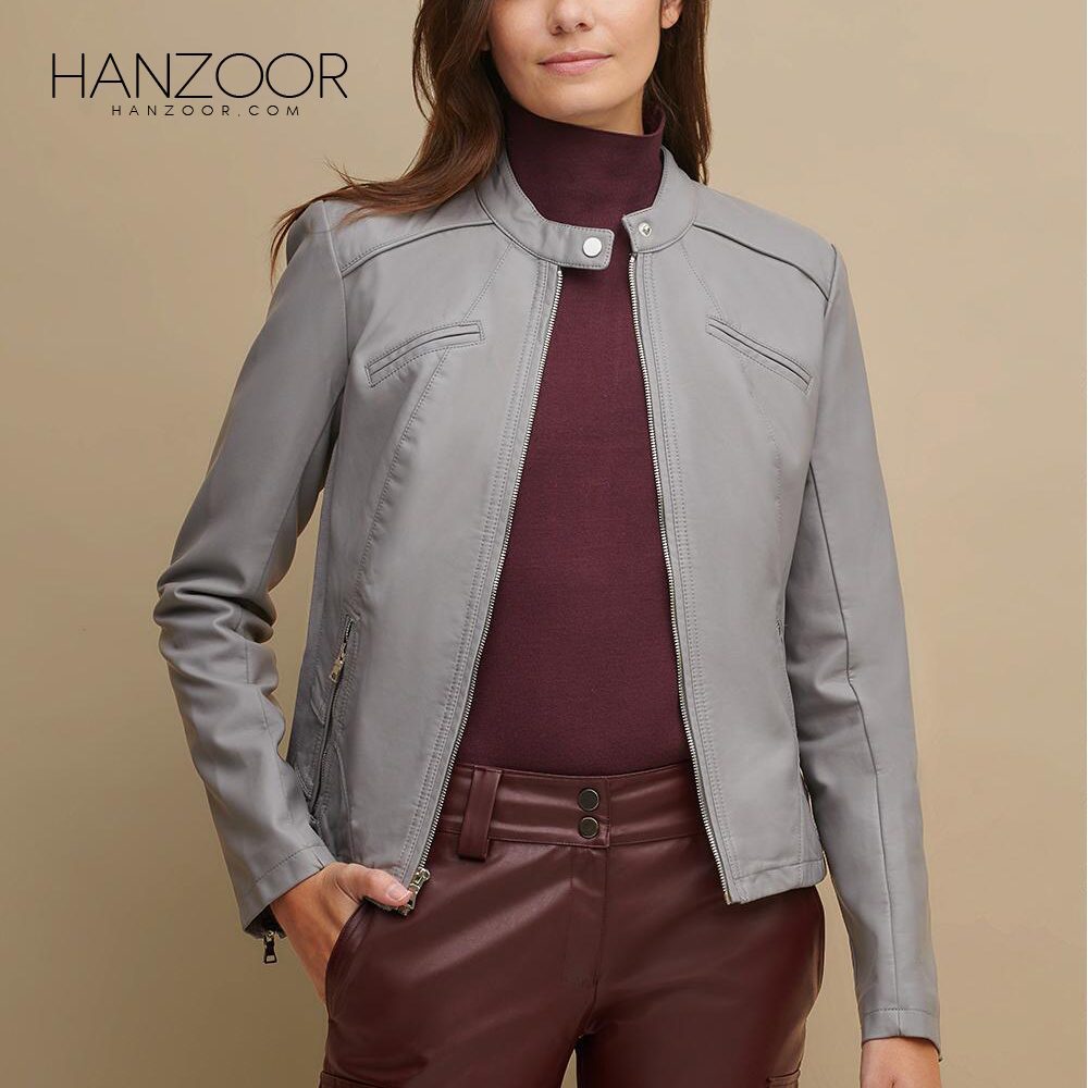 Women’s Grey Leather Jacket