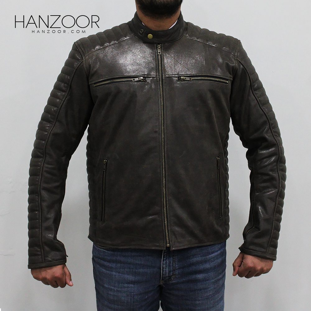 Men’s Brown Cowhide Leather Jacket in Vintage Look