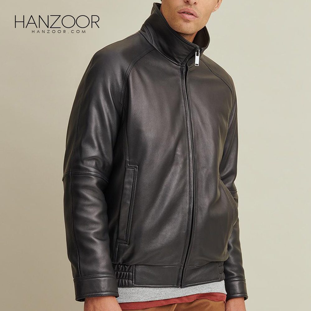 Men’s Black Lined Leather Bomber