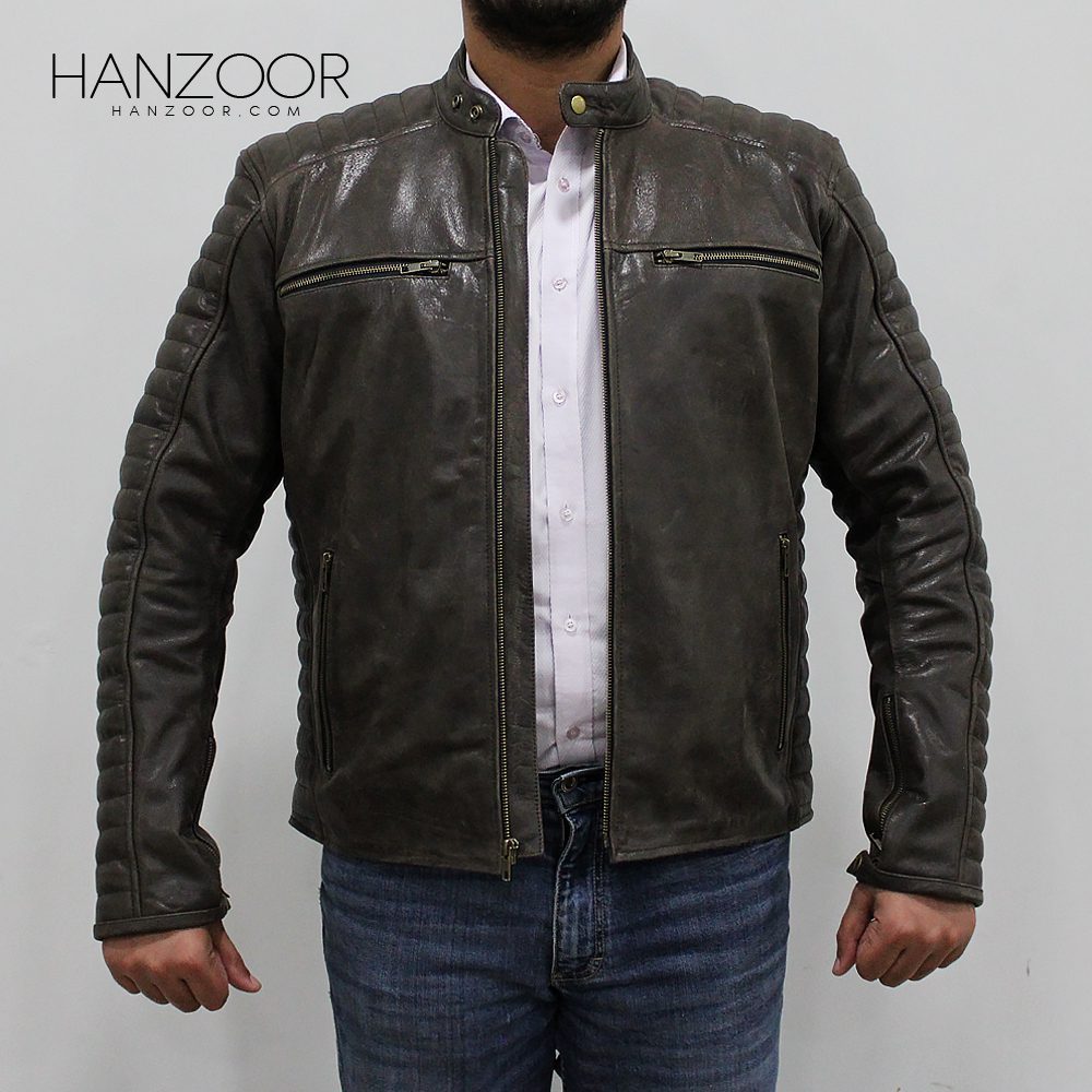 Men’s Brown Cowhide Leather Jacket in Vintage Look