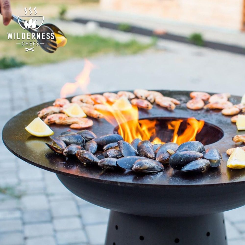 Fire pit with BBQ griddle plate, Fire Bowl