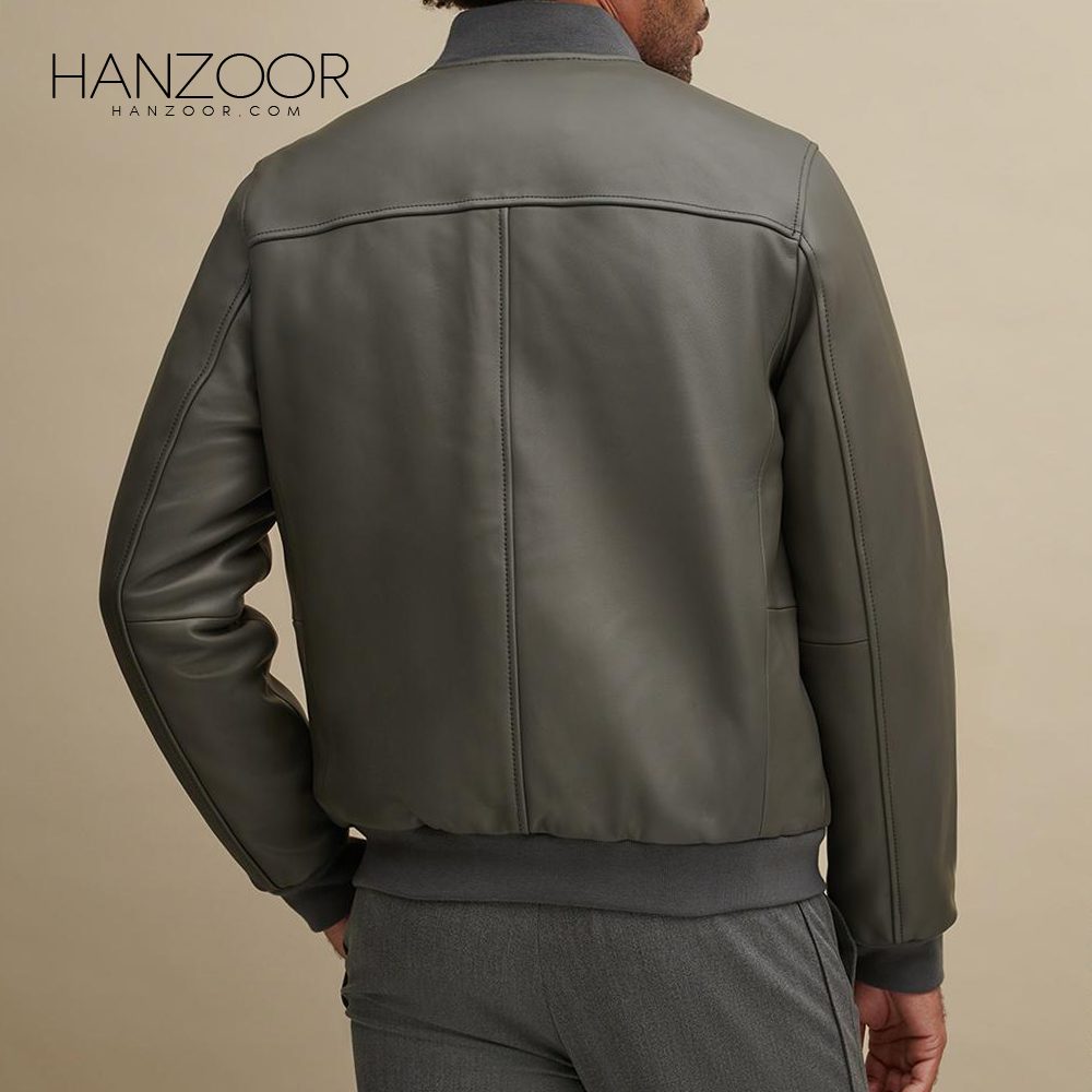 Men’s Leather Bomber Rib Jacket