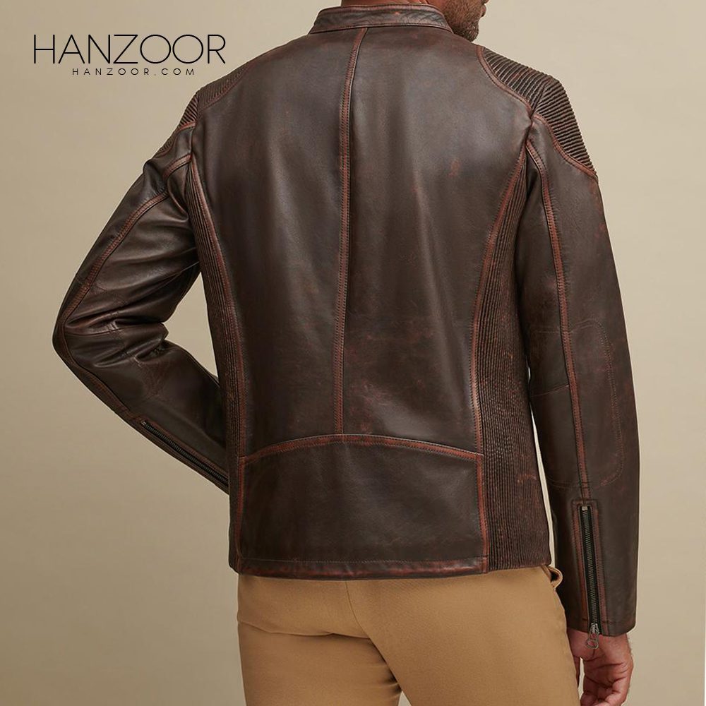 Men’s Brown Leather Moto Jacket