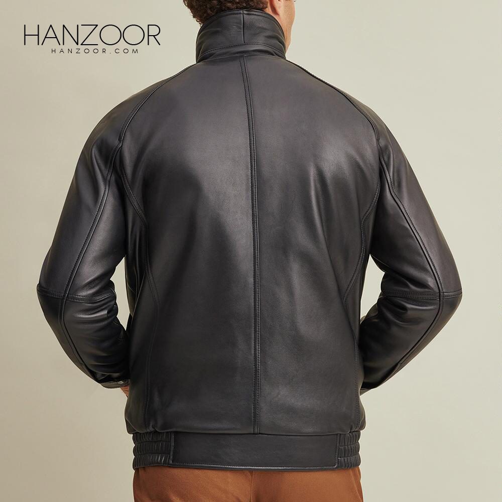 Men’s Black Lined Leather Bomber