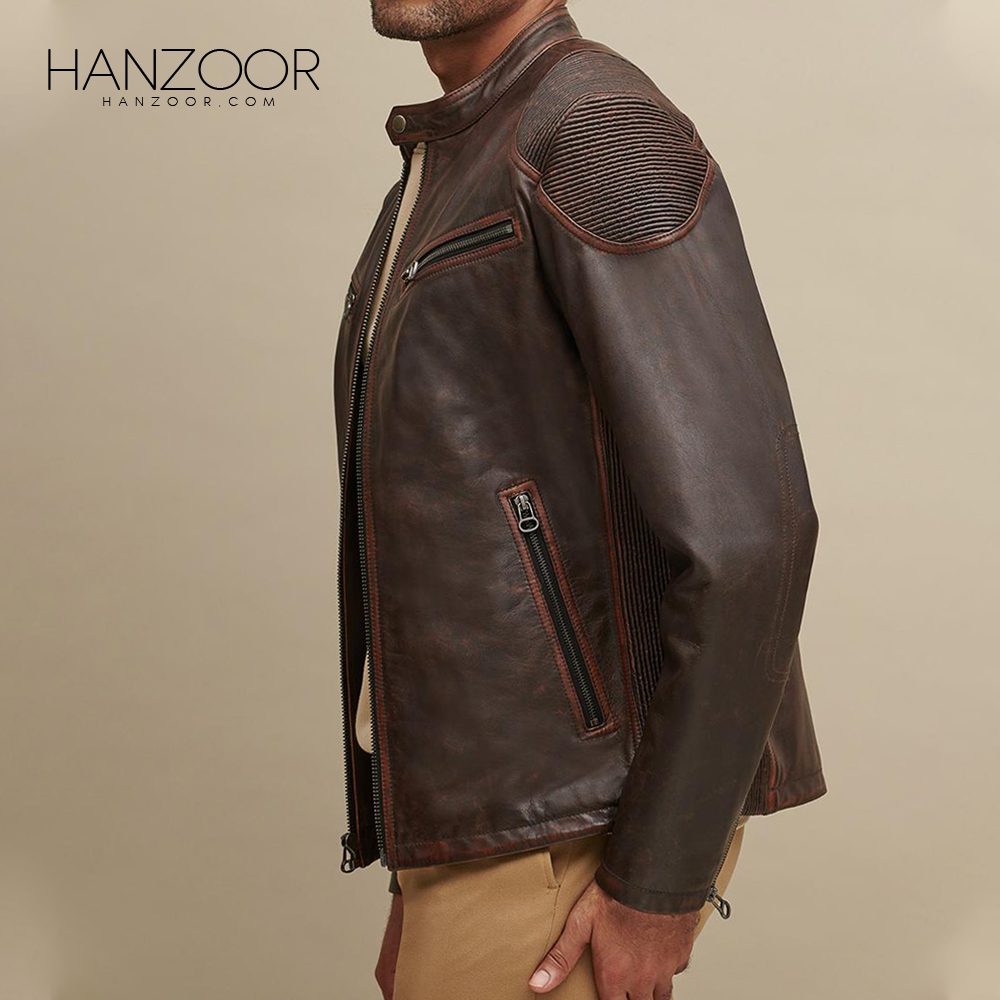 Men’s Brown Leather Moto Jacket