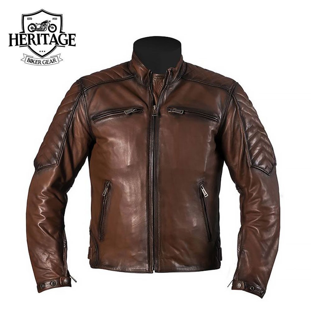 Heritage Biker Gear Vintage Motorcycle Leather Jacket