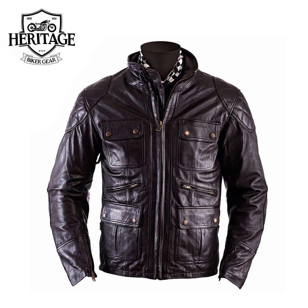 Men's Vintage Bovine Leather Motorcycle Jacket