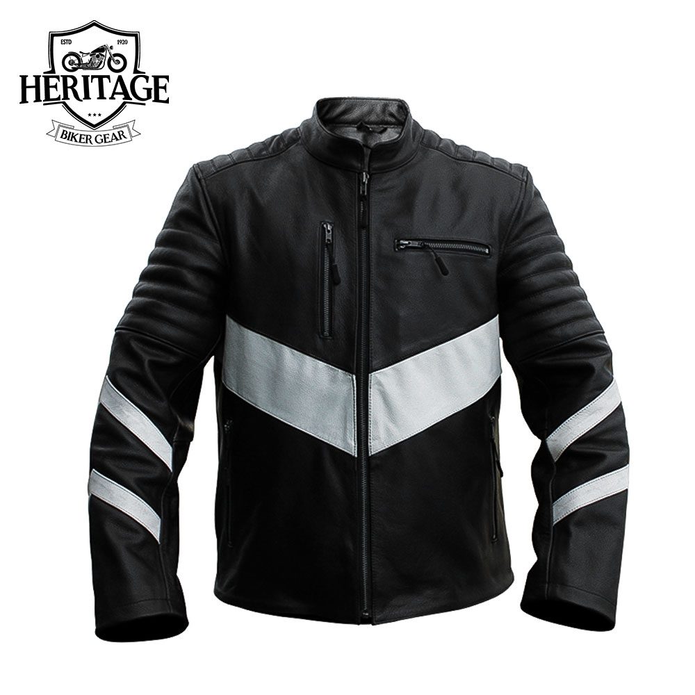 Men's Genuine Leather Semi Motorcycle Jacket