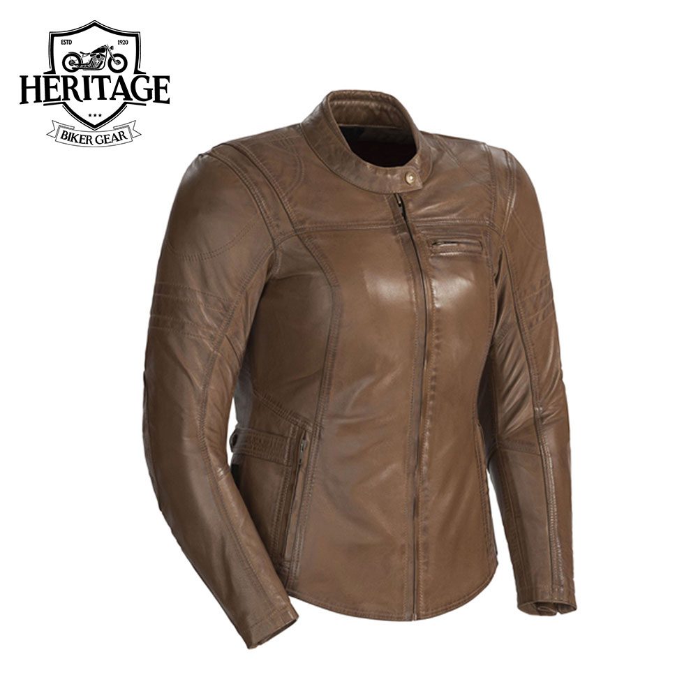 Women's Brown Bella Leather Motorcycle Jacket