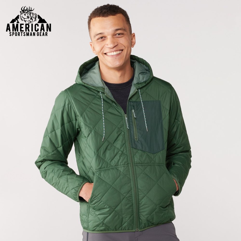 Diamond Quilted Insulated Bomber Hoodie For Men's