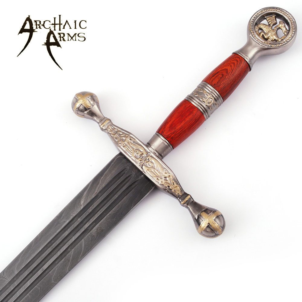 Saint George the Dragon Slayer Damascus Steel Medieval Sword