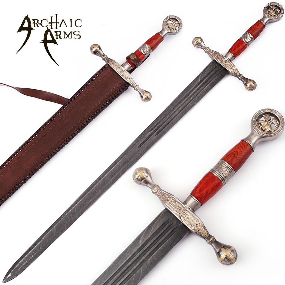 Saint George the Dragon Slayer Damascus Steel Medieval Sword