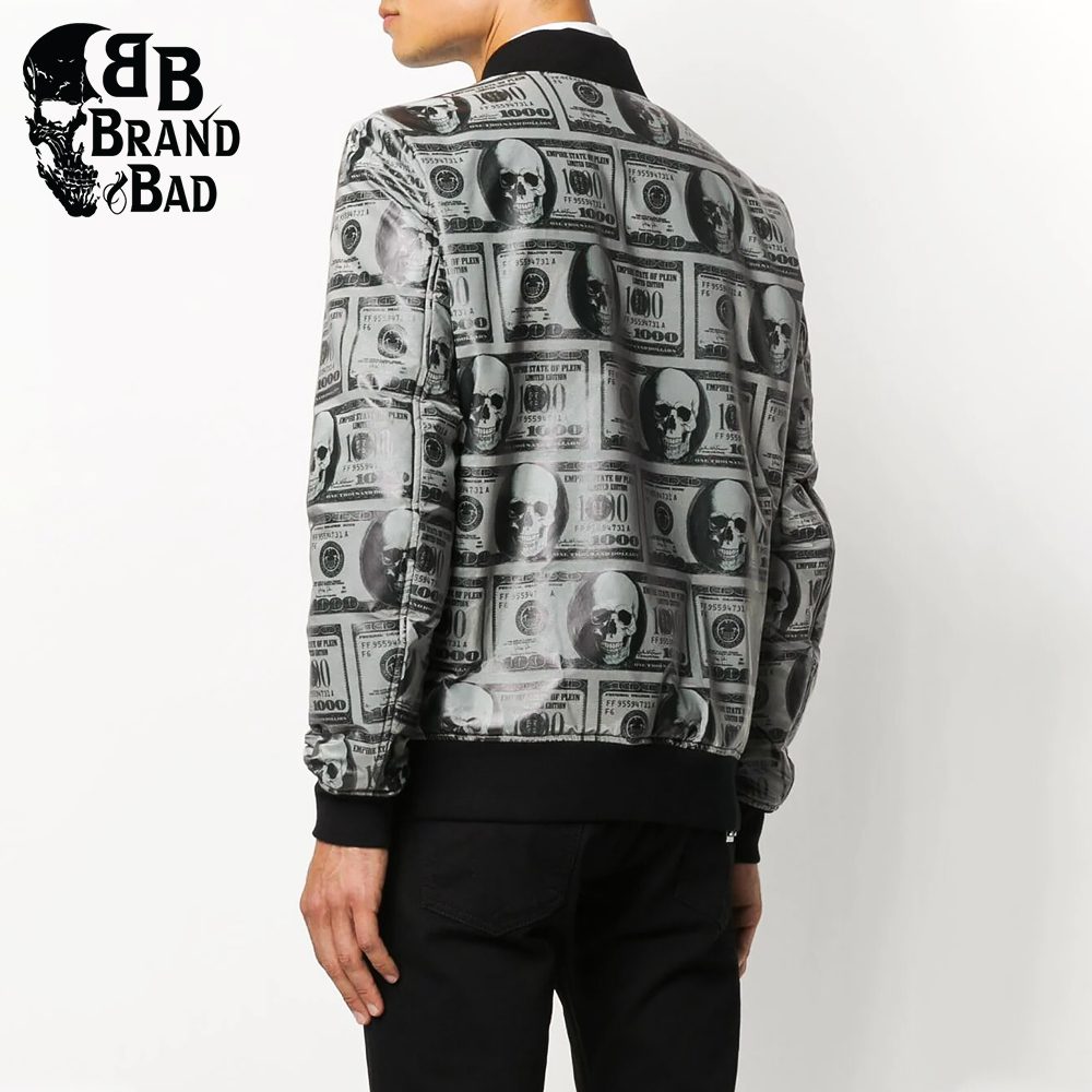 Handmade Skull-print Bomber Jacket for Men’s