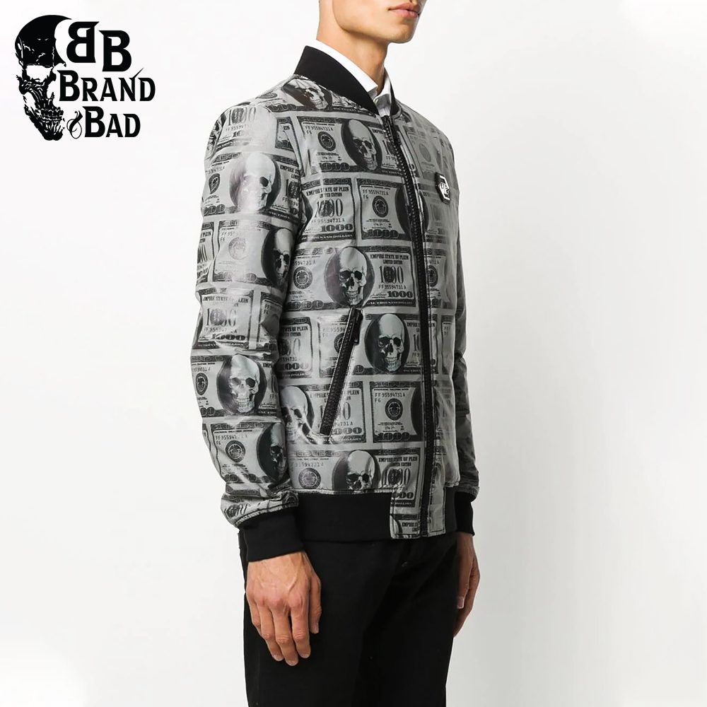 Handmade Skull-print Bomber Jacket for Men’s