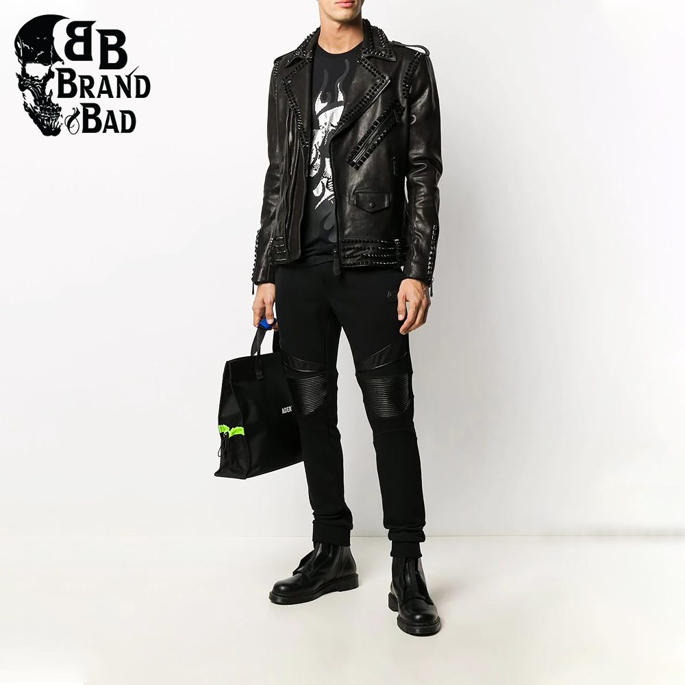 BB studded biker jacket For Men’s