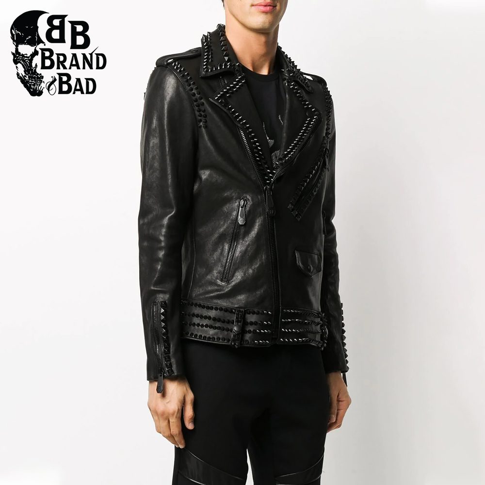 BB studded biker jacket For Men’s