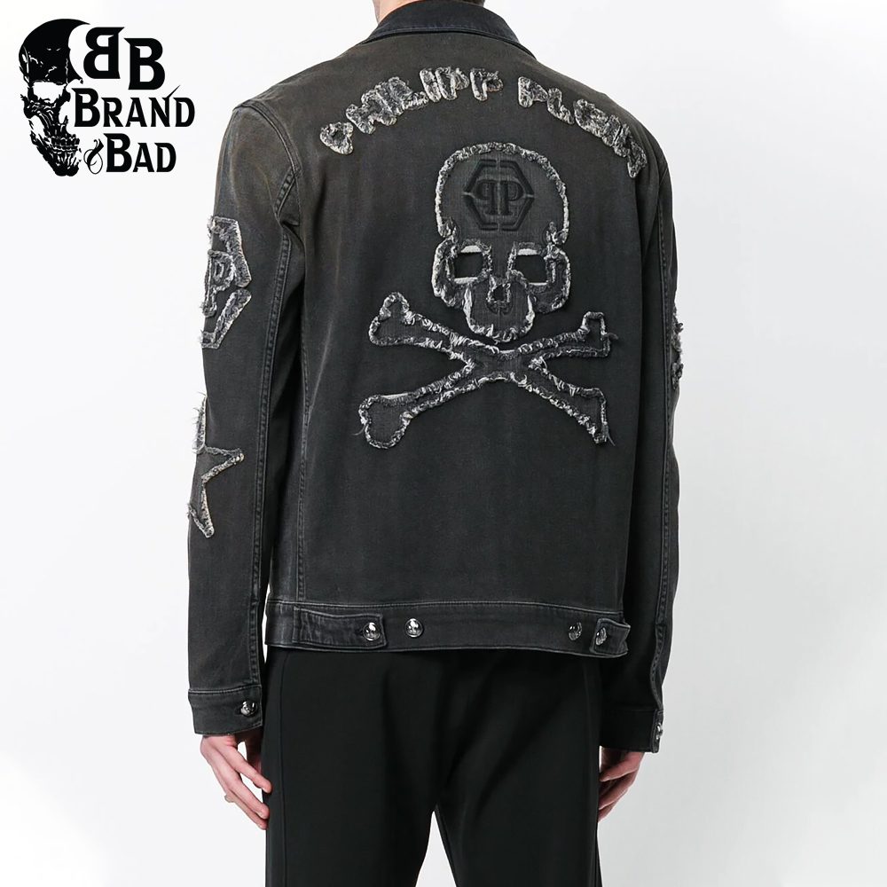 BB skull and logo patch Denim Jacket For Men’s