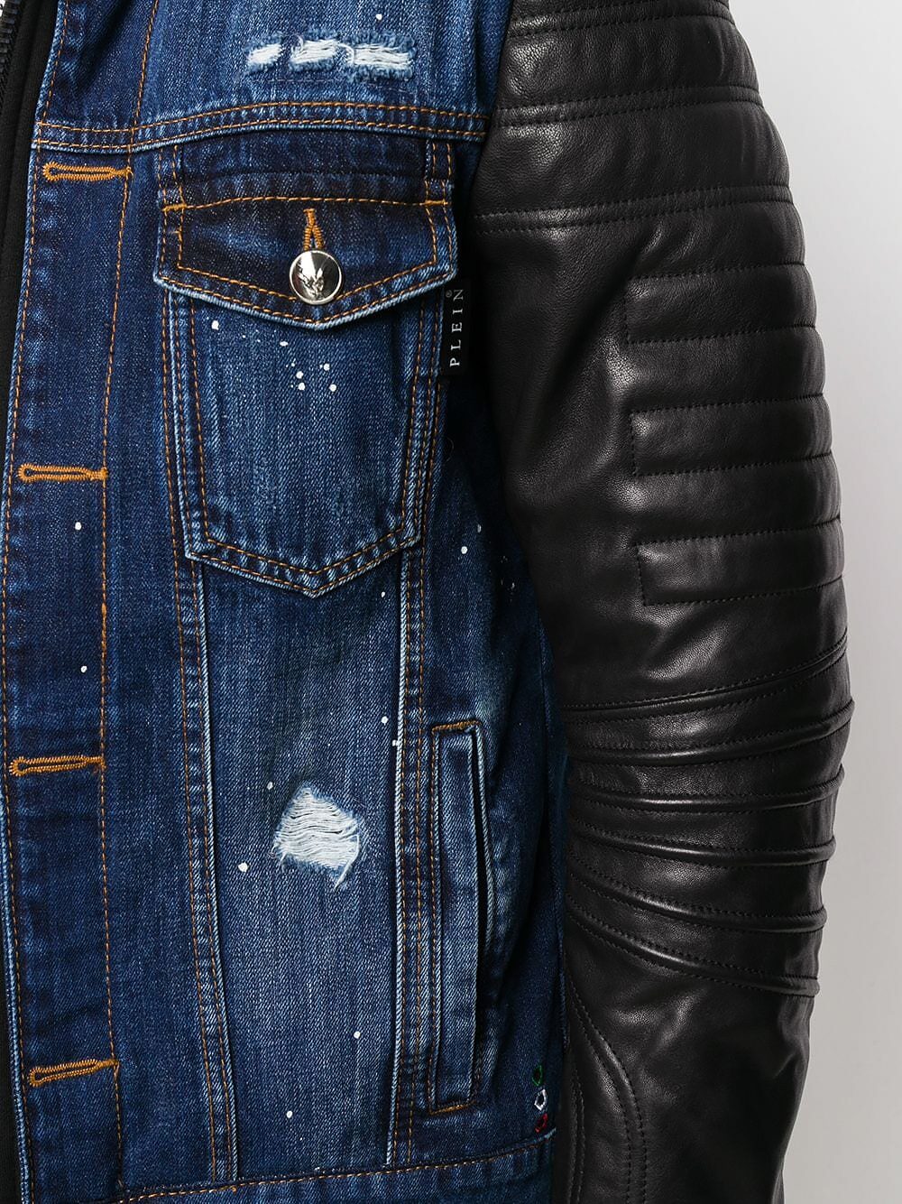 BB leather panel denim jacket For Men’s