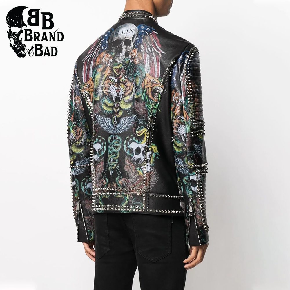 BB Classic Tattoo biker jacket For Men’s