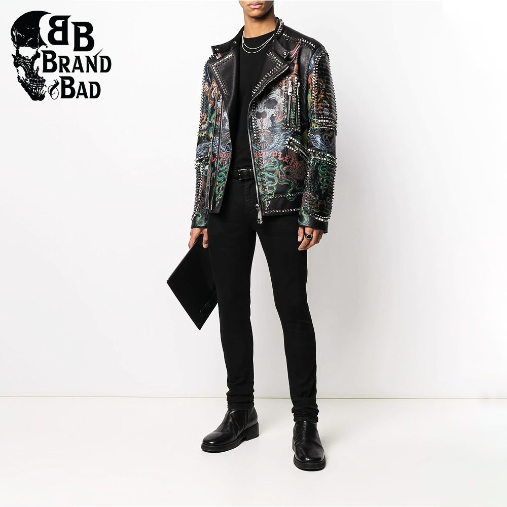 BB Classic Tattoo biker jacket For Men’s