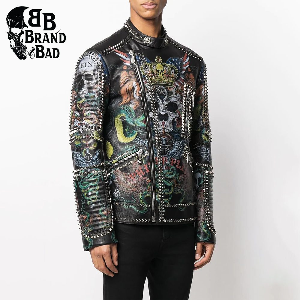 BB Classic Tattoo biker jacket For Men’s