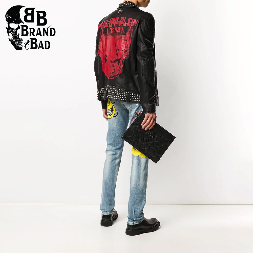 BB Skull stud-embellished biker jacket For Men’s