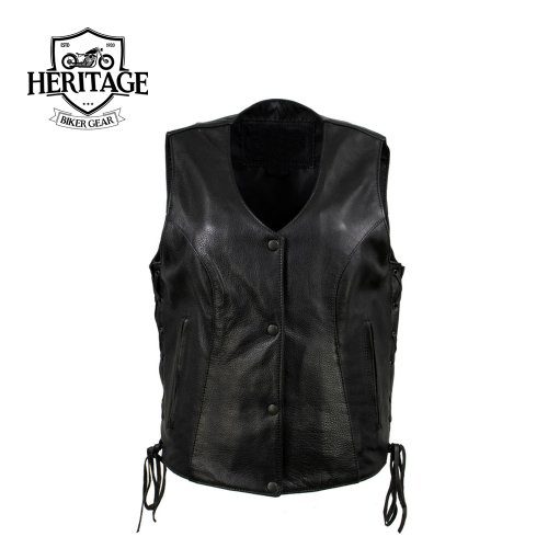 Hot Leathers Motorcycle Vest with Side Laces