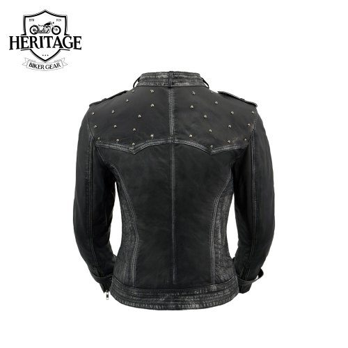 Women's Black Sheepskin Leather Jacket Asymmetrical Zipper