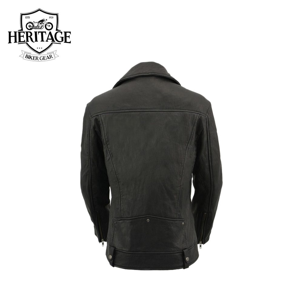 Heritage Ladies Black Leather Lambskin Moto Jacket