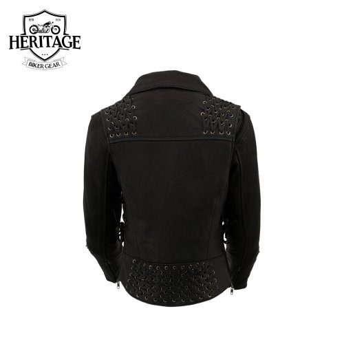 Heritage Women's Black Leather Lightweight Lace to Lace Jacket