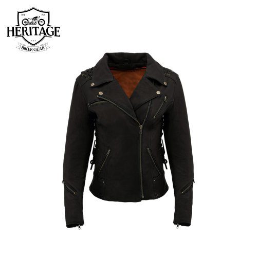 Heritage Women's Black Leather Lightweight Lace to Lace Jacket