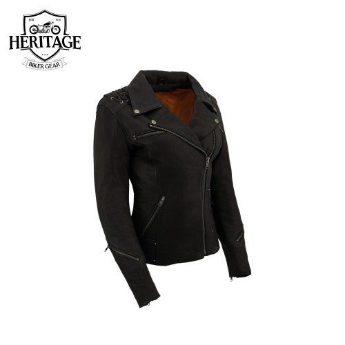 Heritage Women's Black Leather Lightweight Lace to Lace Jacket