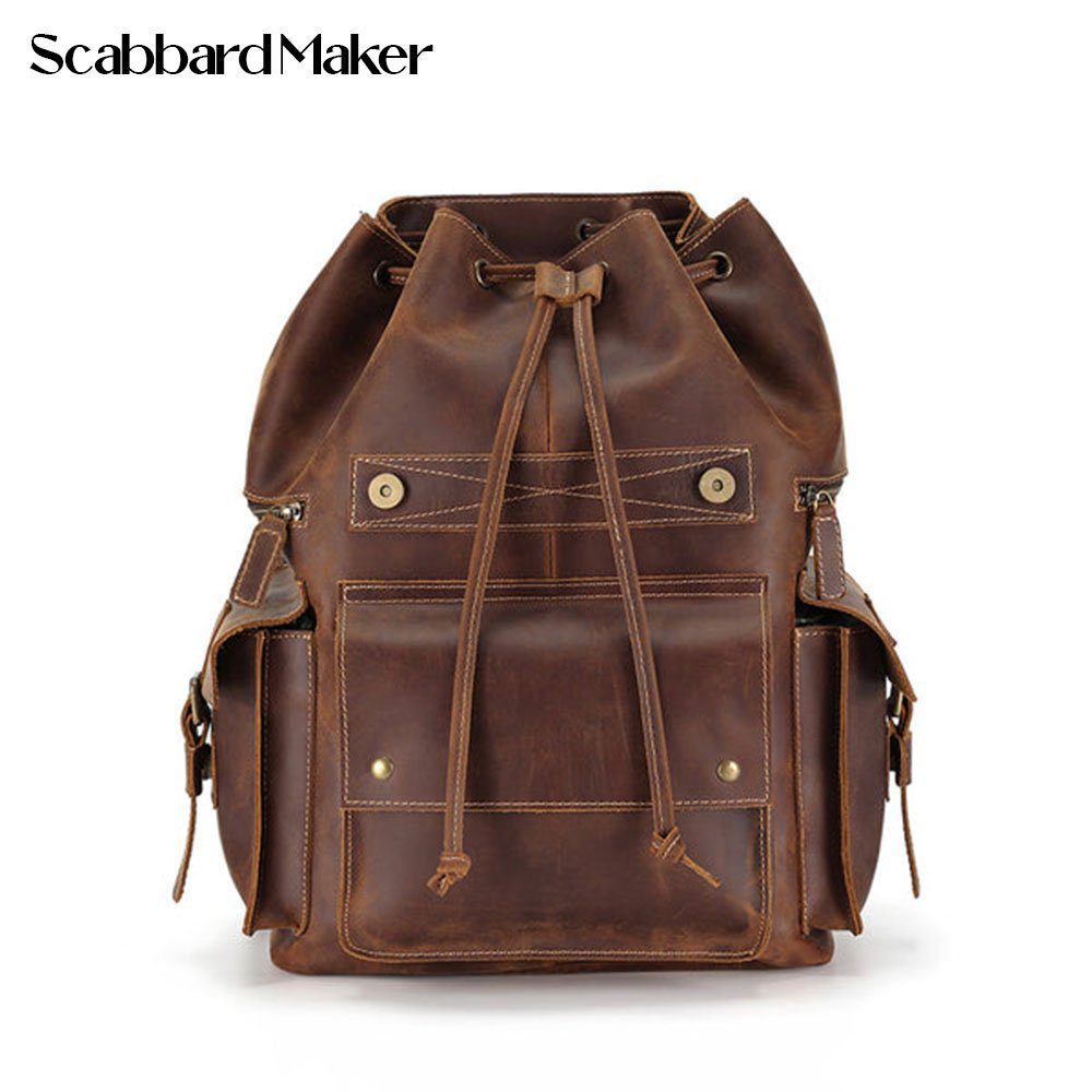 The Drawstring Genuine Leather Backpack.