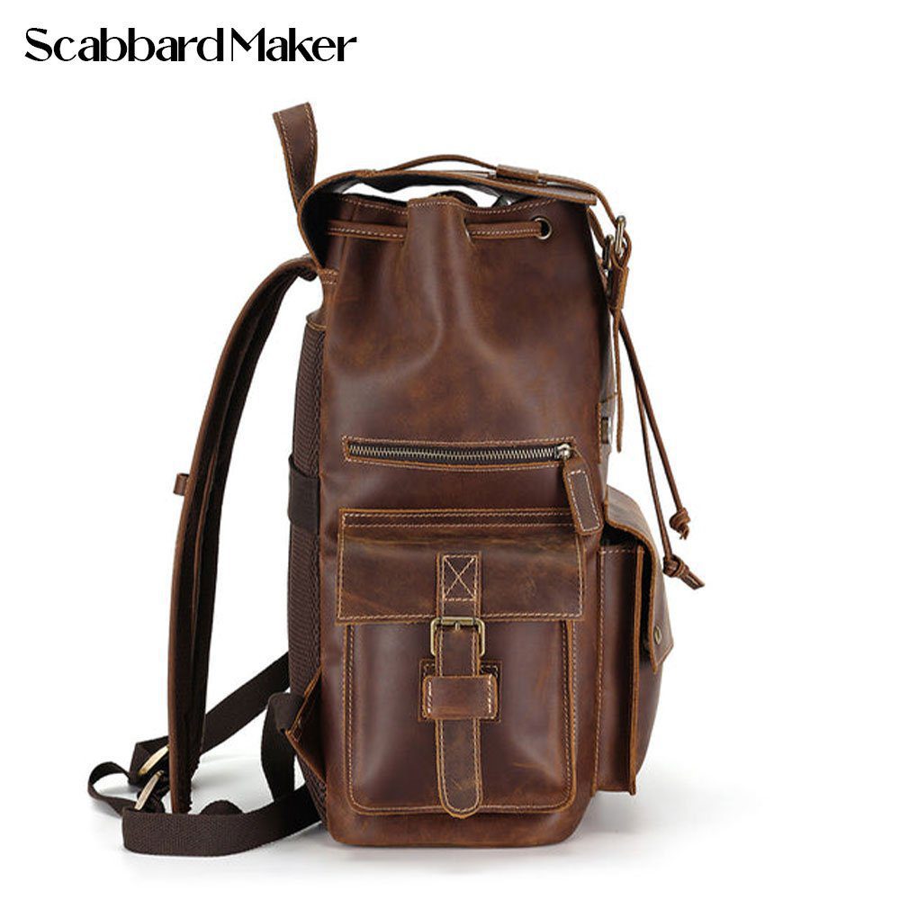 The Drawstring Genuine Leather Backpack.