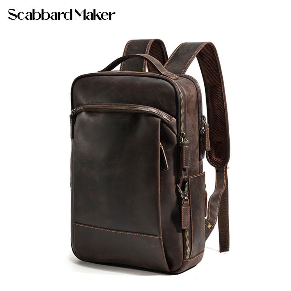 Genuine Leather Backpack For College