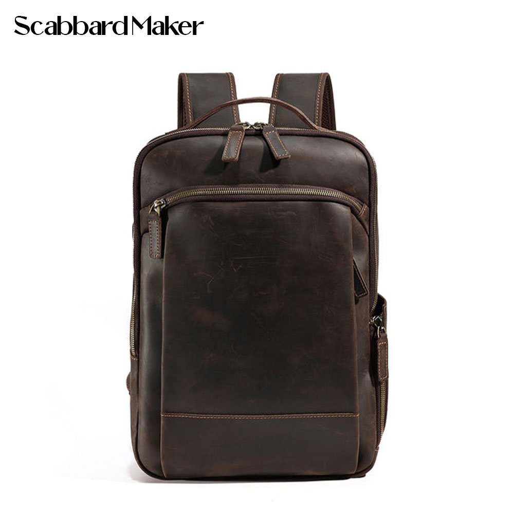 Genuine Leather Backpack For College