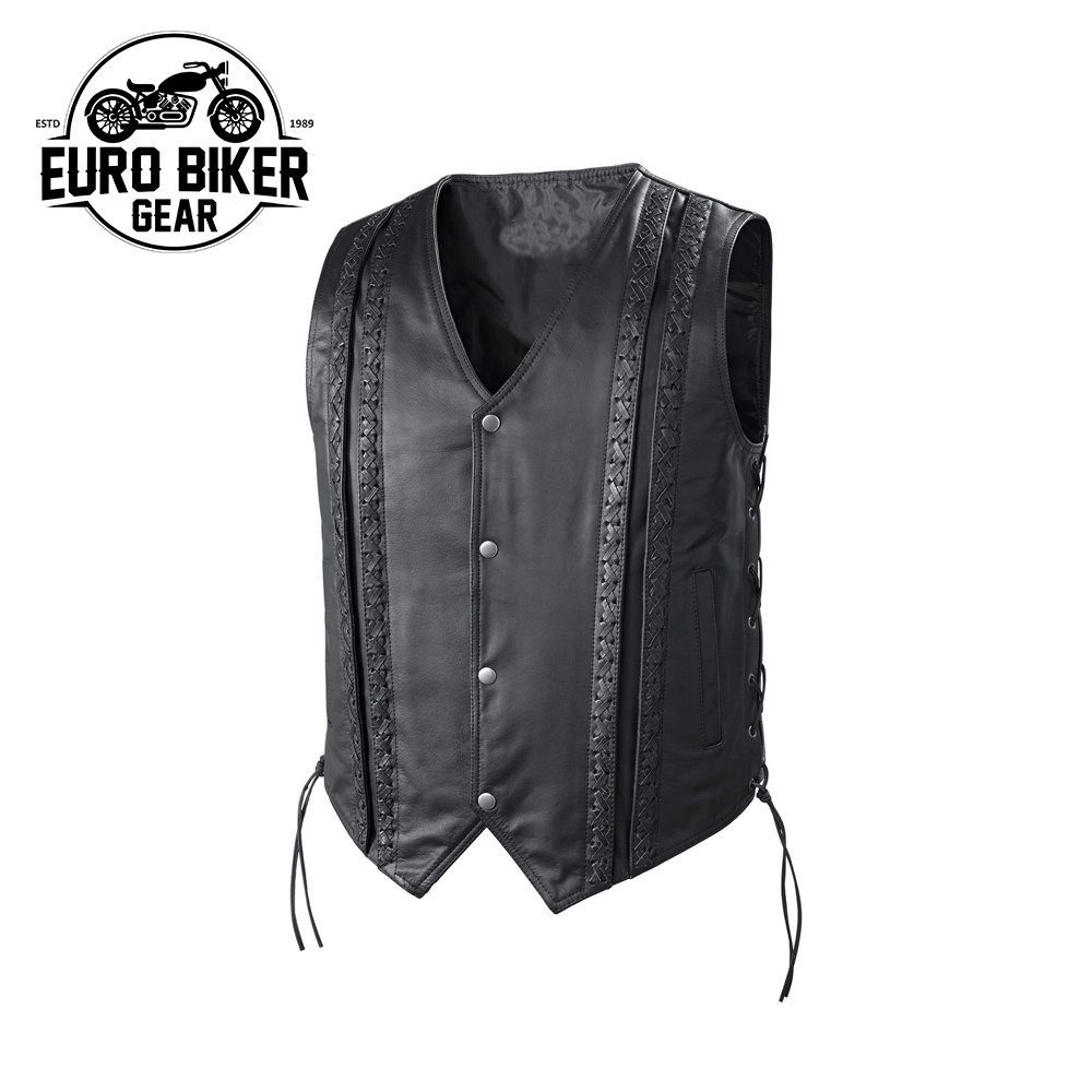 Euro Biker Gear Highway String Leather Vest