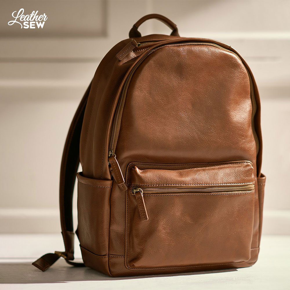 Leather Brown Backpack by Leather Sew