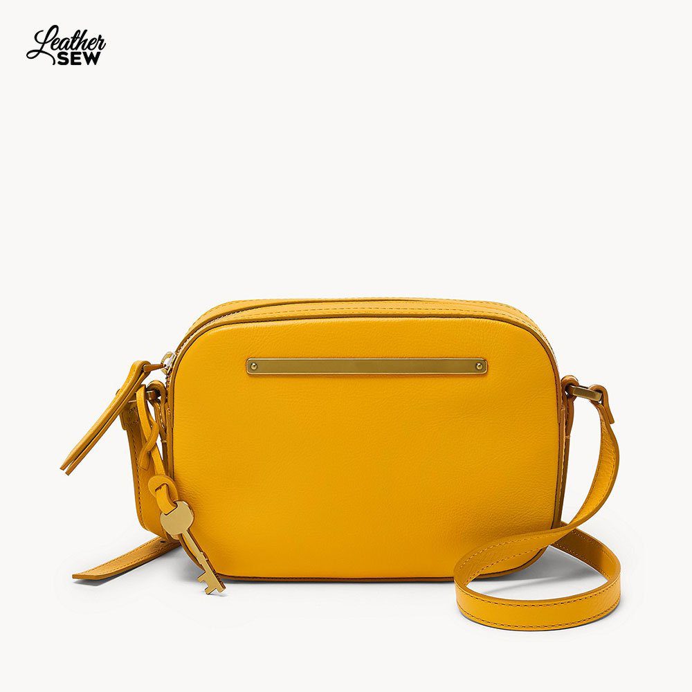 Trendy Yellow Leather Crossbody Bag For Women