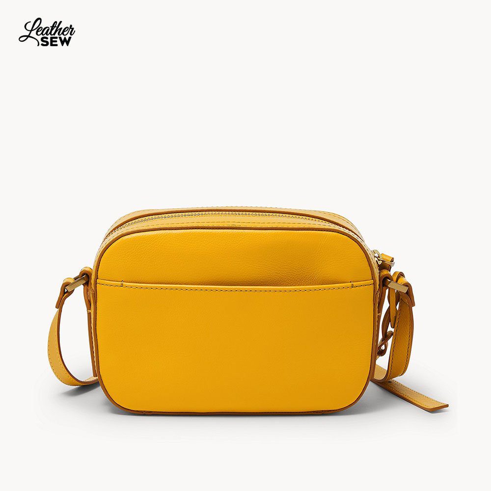 Trendy Yellow Leather Crossbody Bag For Women