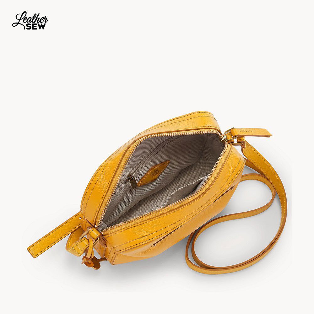 Trendy Yellow Leather Crossbody Bag For Women